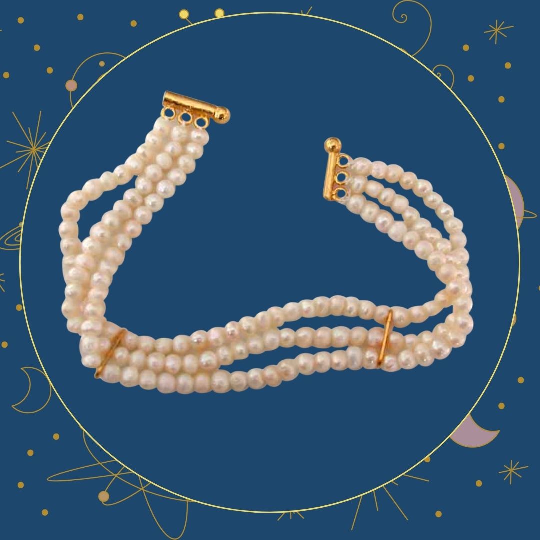 Special Gift - 3 Line Real Freshwater Pearl Bracelet for Women (SB16)