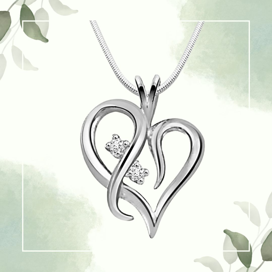 With You Always - Real Diamond & Sterling Silver Pendant with 18 IN Chain (SDP83)