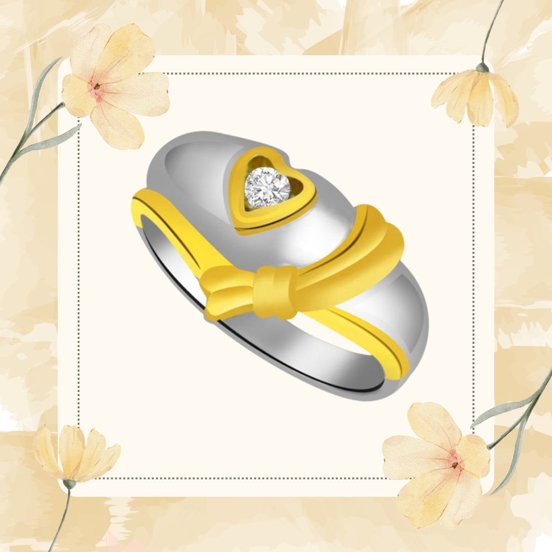 Real Diamond Heart Gold Ring (SDR902)