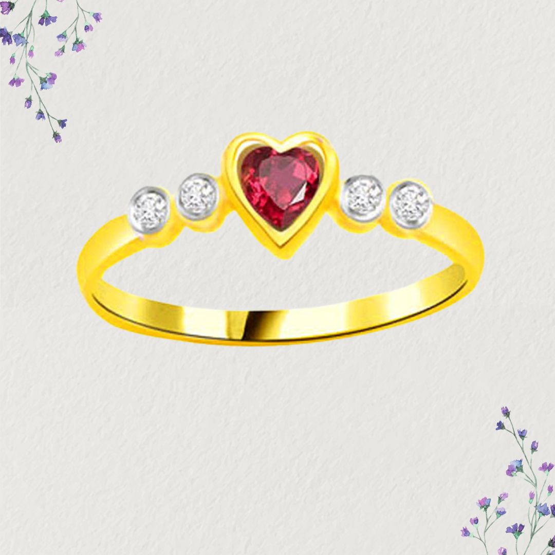 Real Diamond & Ruby Heart Ring (SDR983)