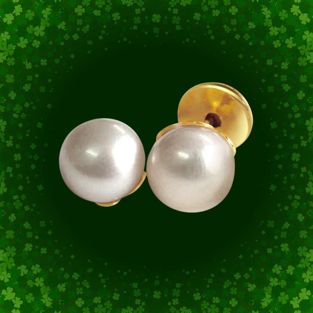 Eternal Feelings - Real Freshwater Button Pearl & Gold Plated Stud Earrings for Women (SE65)