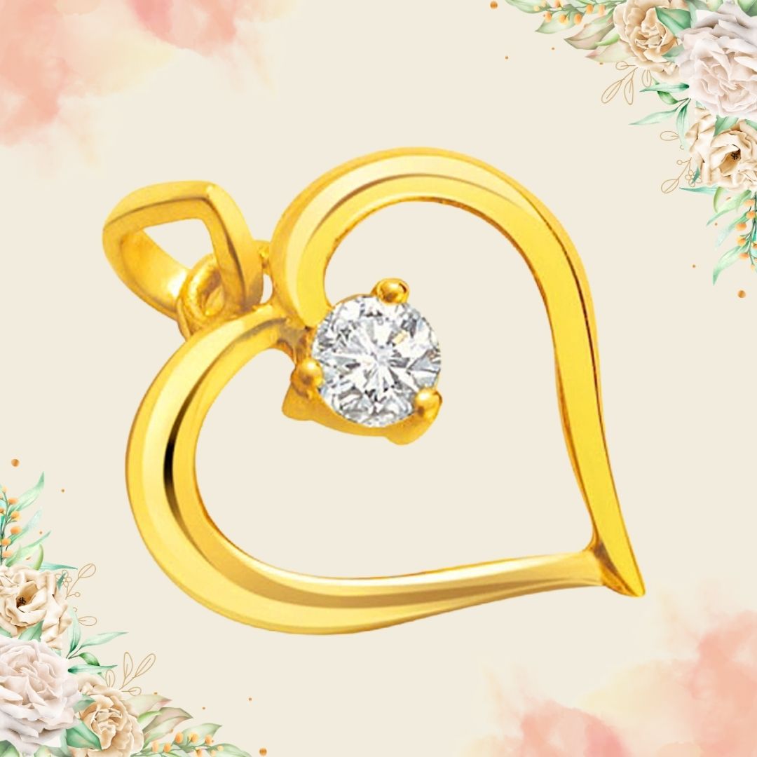 Pure Golden Love Real Diamond Heart Pendant (SH1)