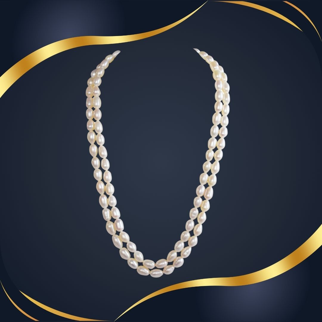 2 Line Real Big Elongated Pearl Necklace for Women (SN1008)