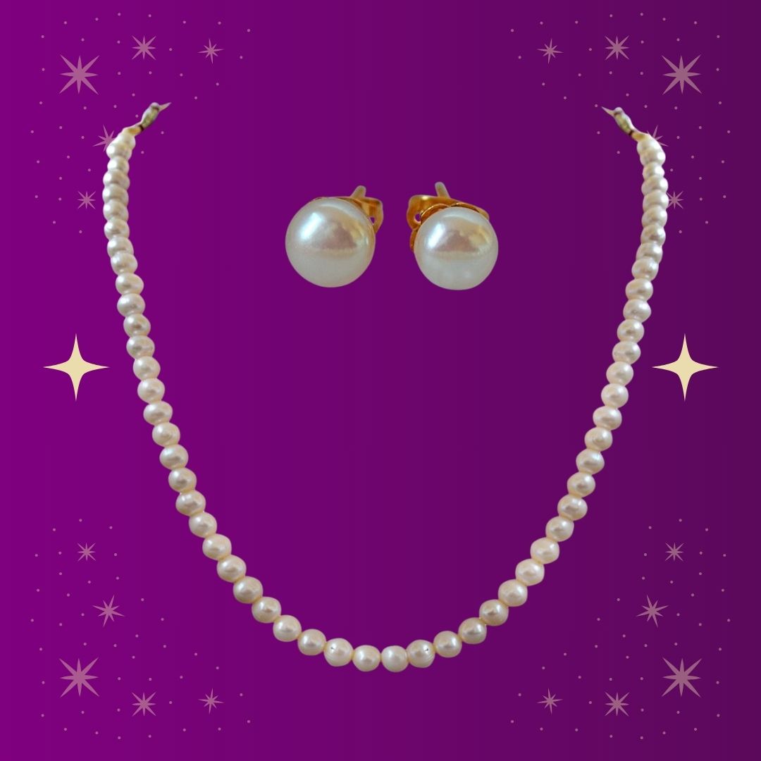 Single Line 5/6 mm Real Freshwater Pearl Necklace with Studs (SN713)