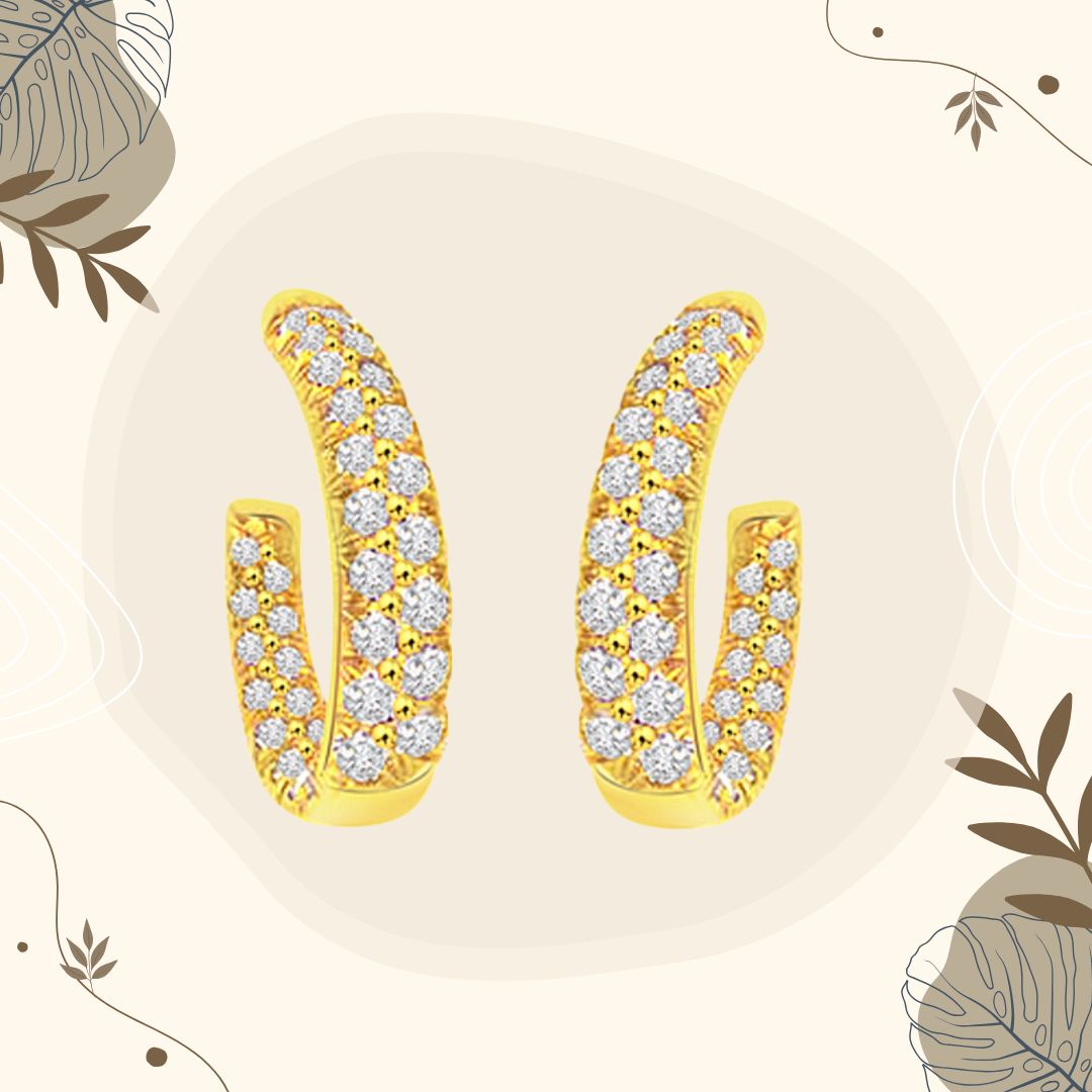 Charmer Real Diamond & 18K Gold Hoop Earrings (ER14)