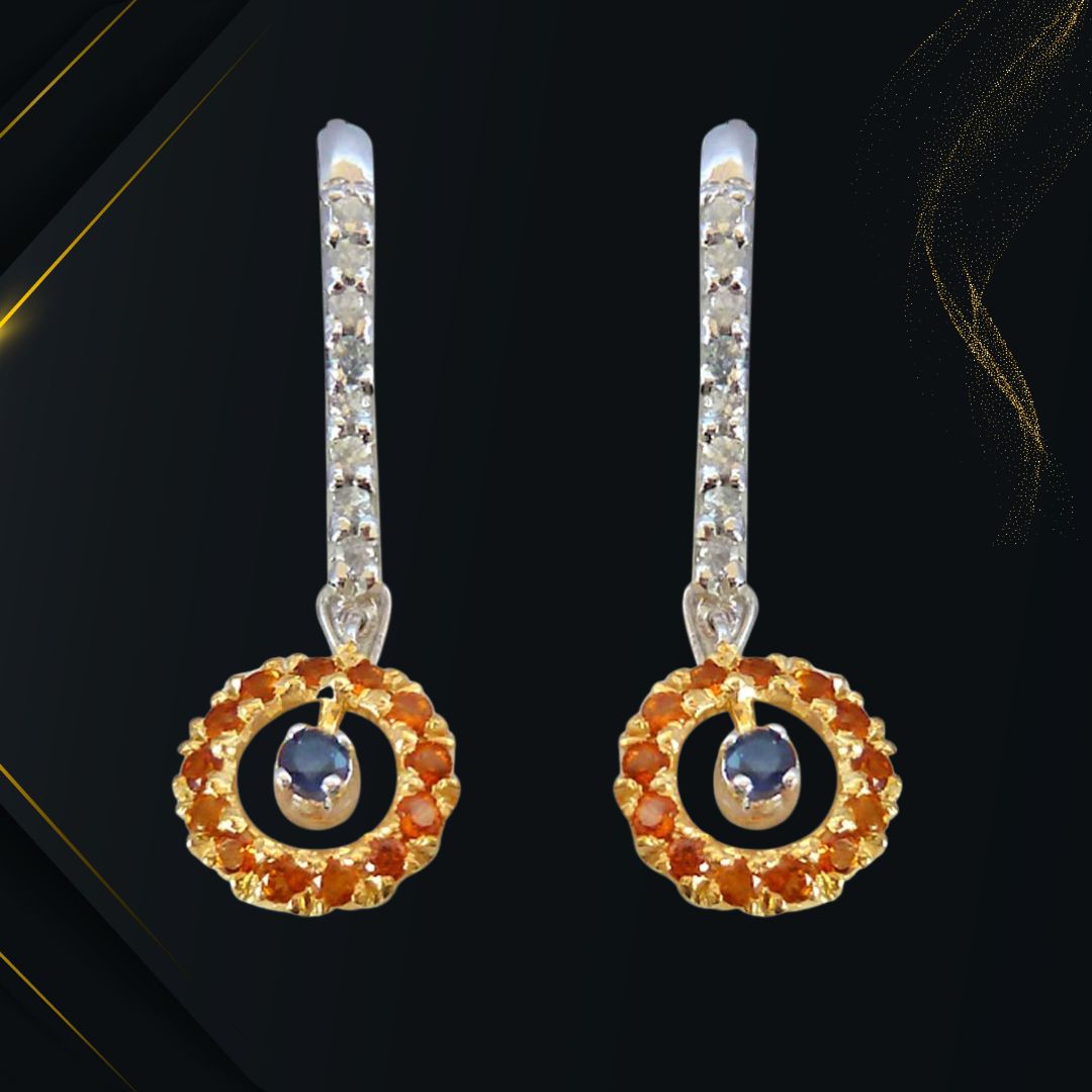 Unlock Her Heart: The GSR25 Blue Sapphire, Citrin & White Topaz Earrings