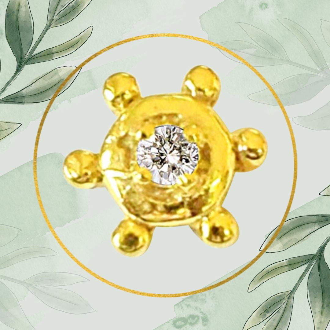 Round Shaped Real Diamond 18kt Yellow Gold Nosepin (NP14)