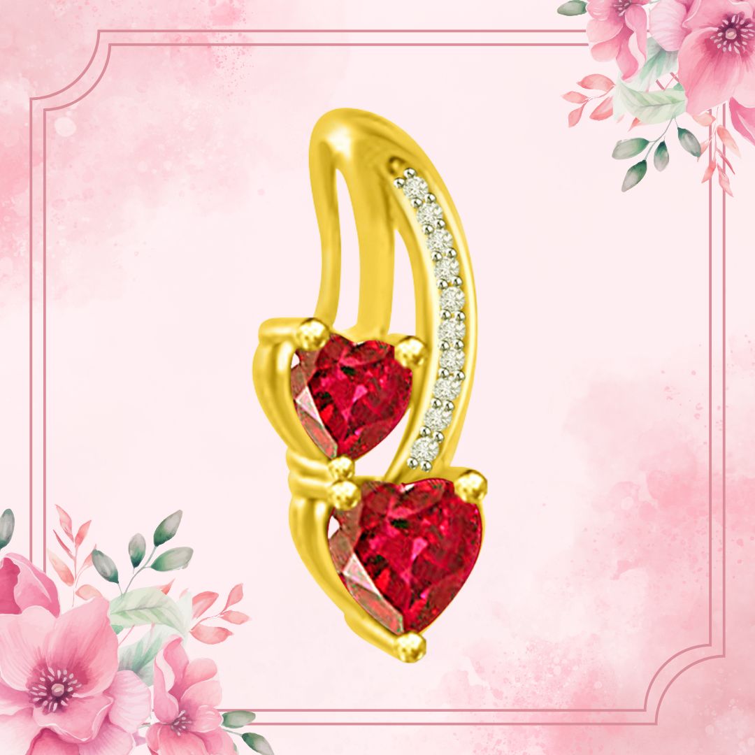 Gorgeous Heart Shaped Real Red Ruby and Diamond Pendant (P1084)