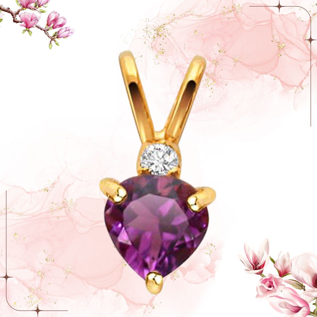 Purple Sundae - Real Diamond & Amethyst 18kt Gold Pendant (P153)