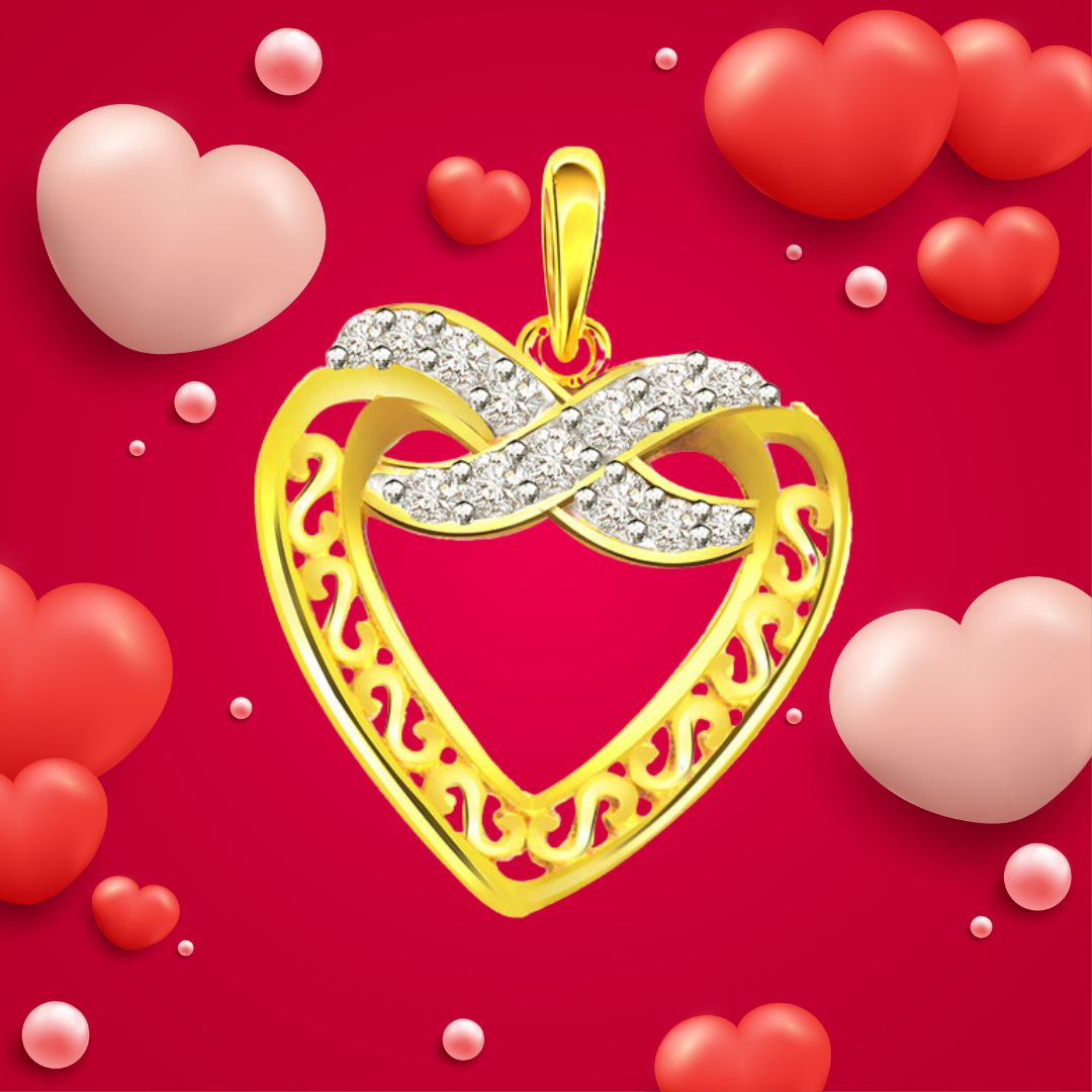 It's My Heart - 0.10cts Real Diamond Heart Shape Gold Pendant (P540)