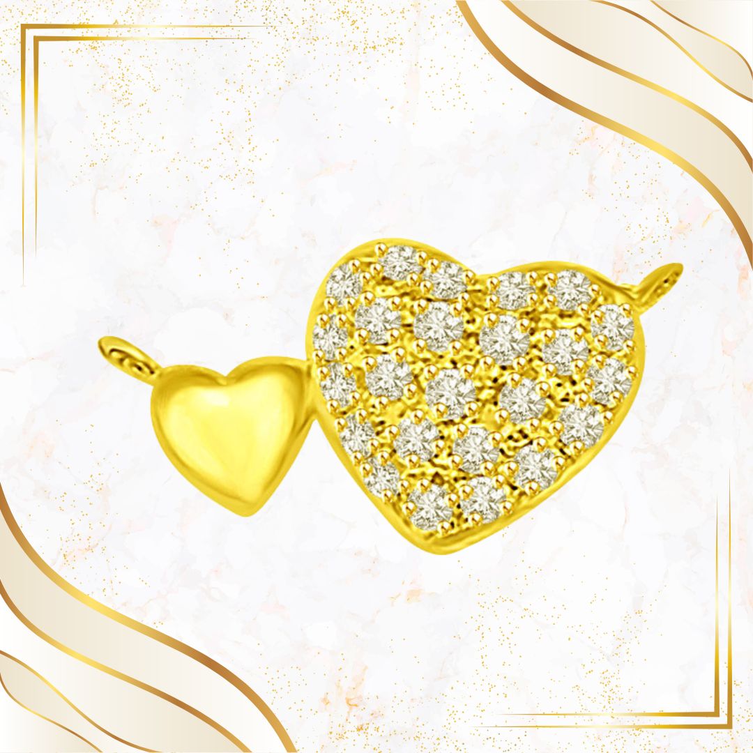 You & Me Lovey Dovey Twin Heart Real Diamond Pendant in 18kt Yellow Gold (P786)