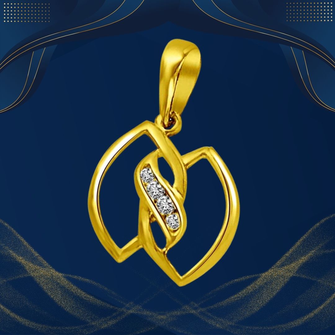 Two Leaves Entwined in Gold & Real Diamond Pendant (P850)