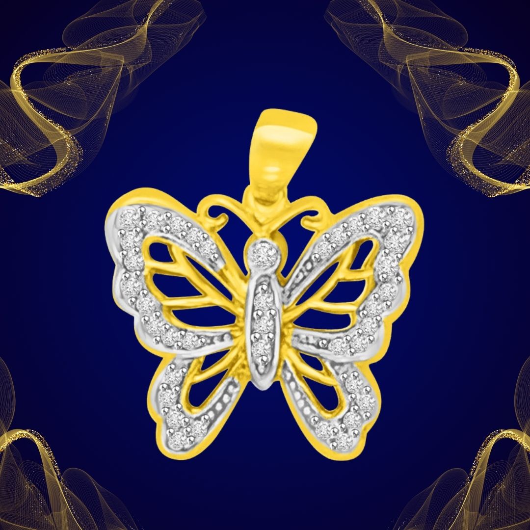 0.20cts Gold & Real Diamond Butterfly Pendant for Love (P972)