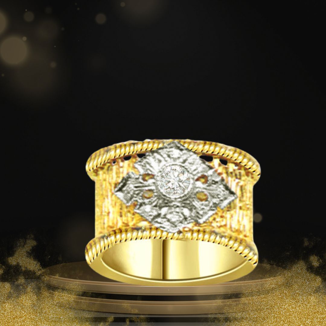 0.36cts Real Diamond Wide Band Ring In 18k Gold (SDR1348)