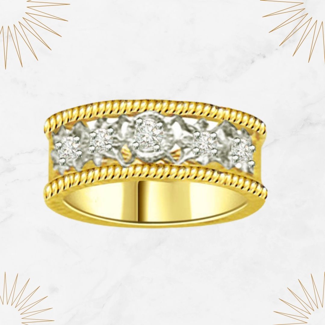 0.60cts Real Diamond Wide Band Ring In 18k Gold (SDR1349)