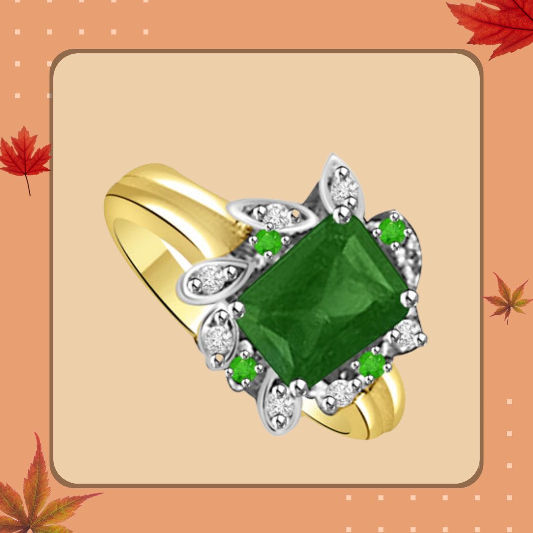 1.32cts Real Diamond & Emerald Ring (SDR1487)