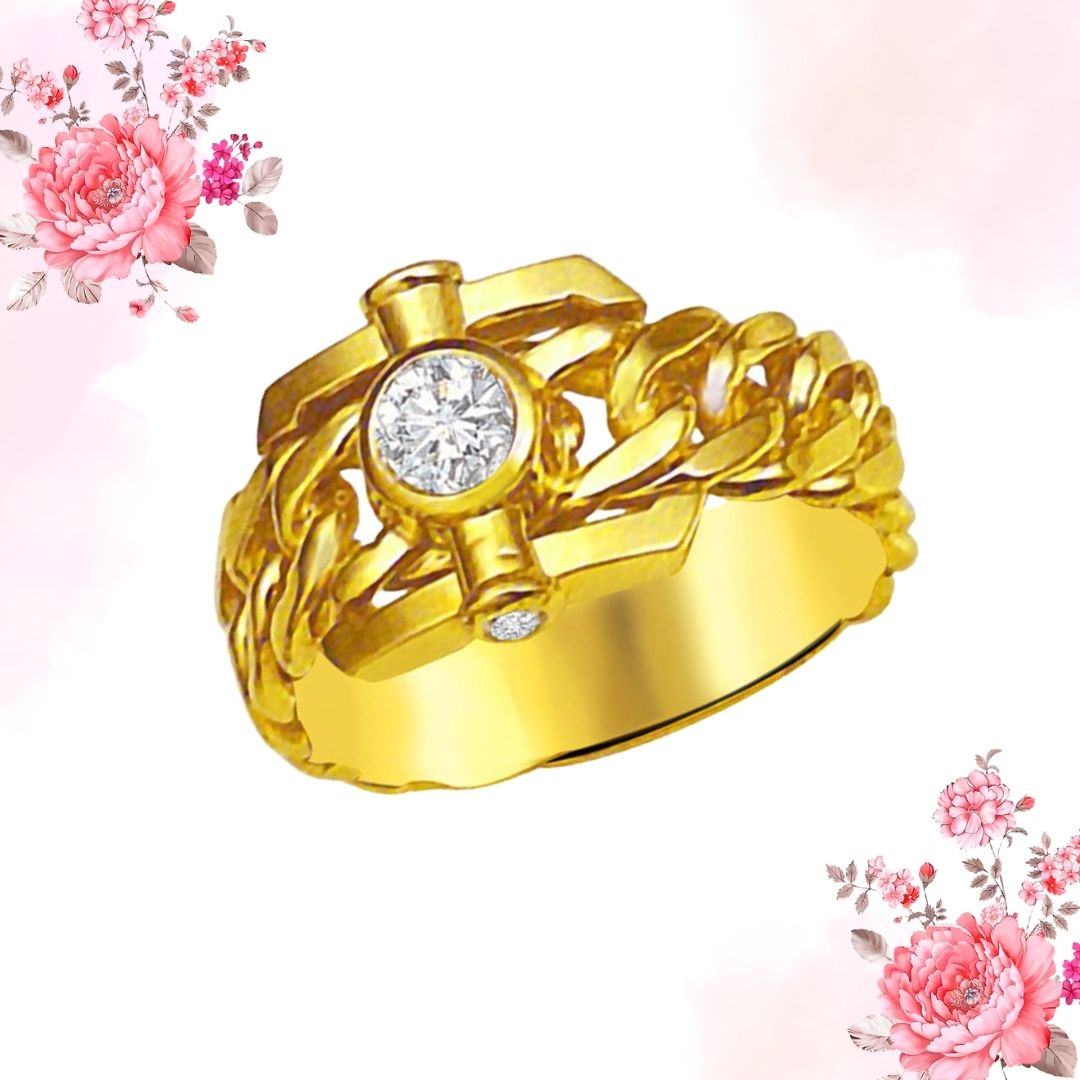 Trendy Real Diamond Gold Ring (SDR881)