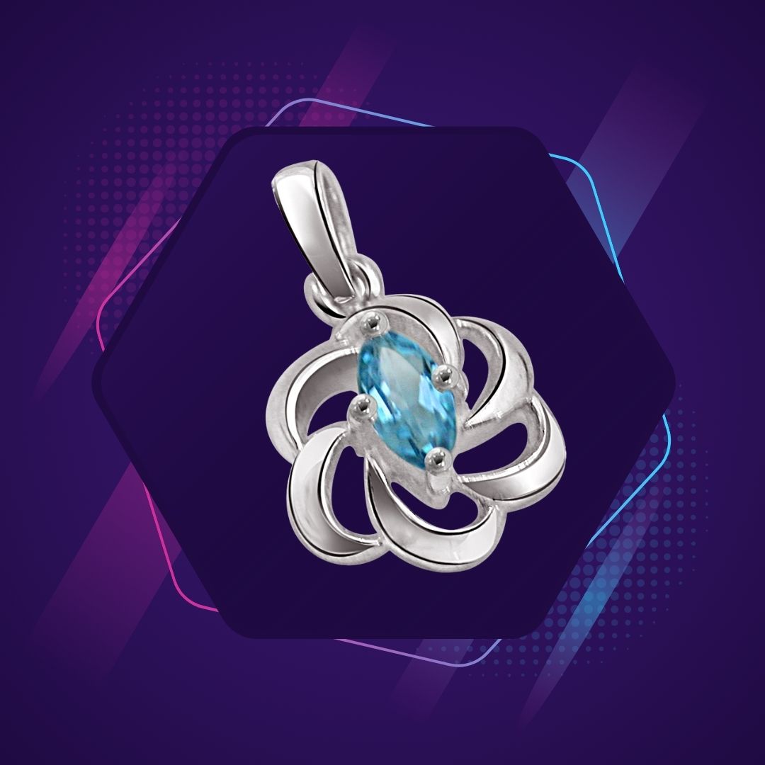 Marquise Shaped Blue Topaz & Sterling Silver Pendant (SDS111): A Jewel Beyond Compare