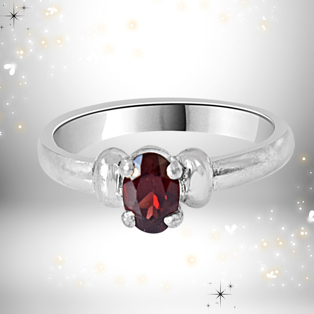 Oval Garnet Silver Ring - Navratna+Gemstone (SDS119)