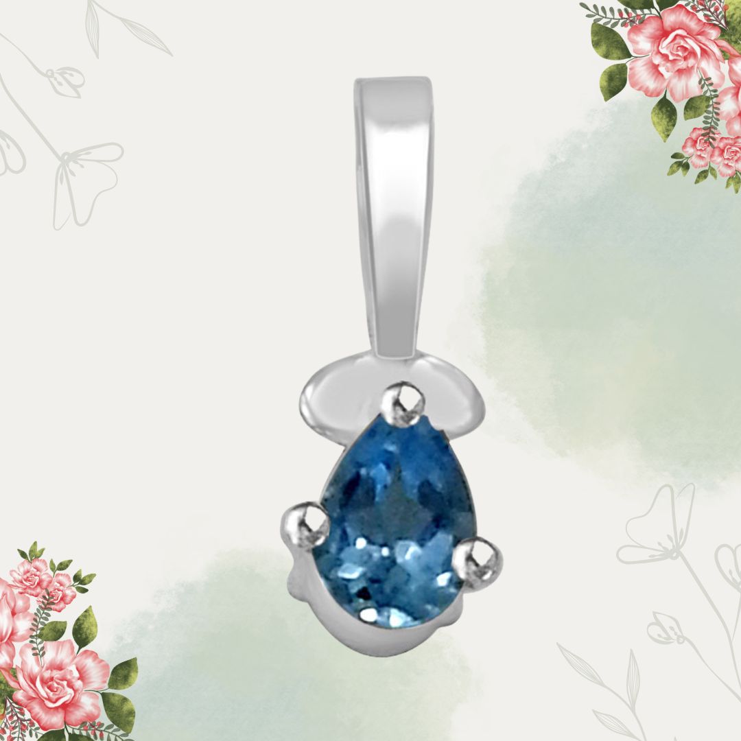 Pear shape Blue Topaz & Sterling Silver Pendant for Girls (SDS152)