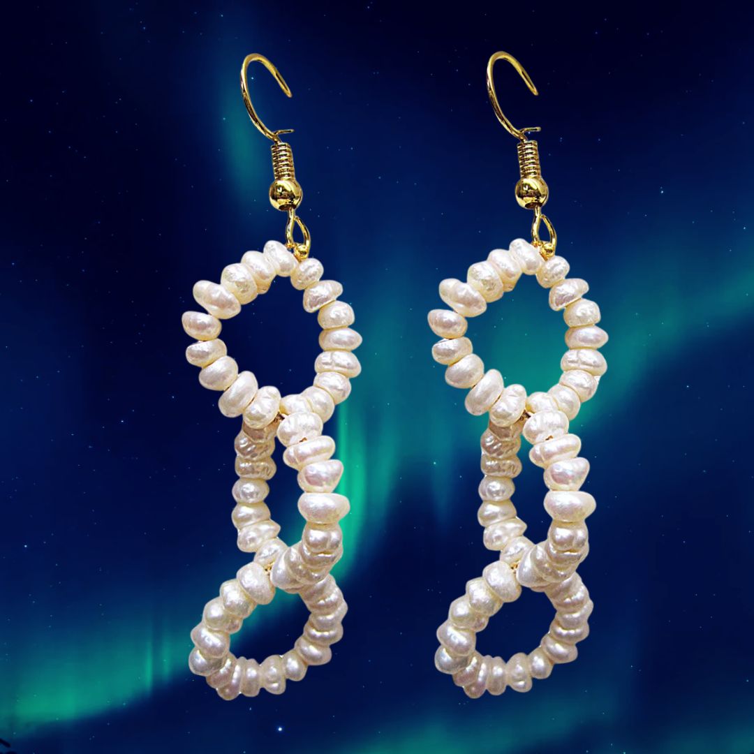 Dangling Real Freshwater Pearl and Gold Plated Wire Style Earrings (SE387)