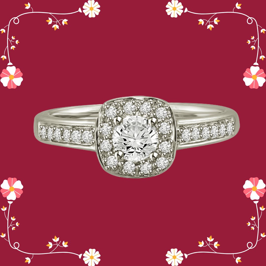 1.00TCW M/VVS1 GIA Diamond Engagement Ring with Accents (1.00MVVS1-D8W) 