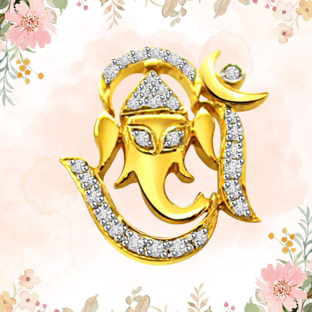 Ganpati Bappa - Real Diamond Religious Pendant (P205)