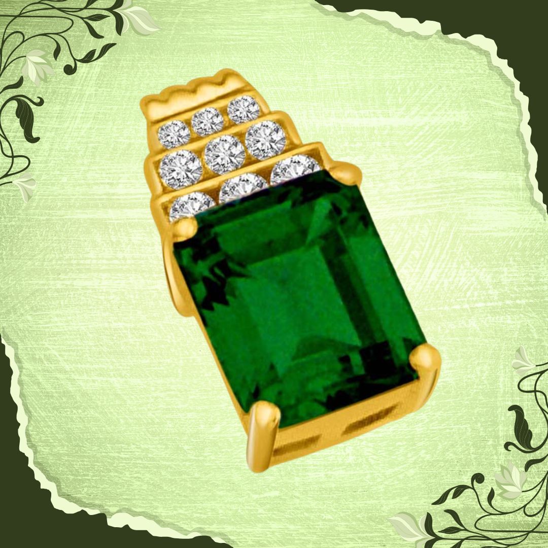 Step up to Green Real Emerald Gold & Real Diamond Pendant (P819)