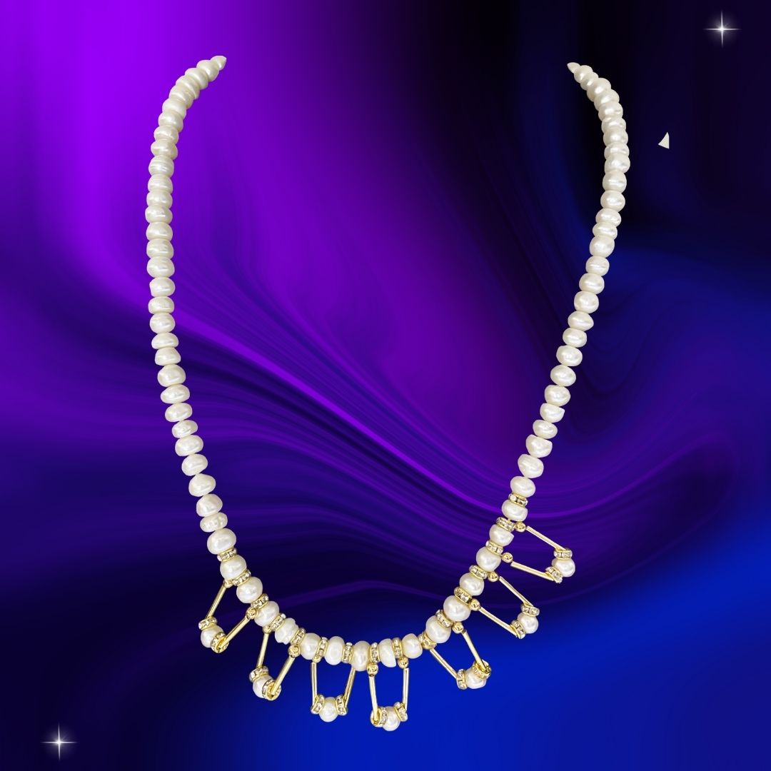 Eternal Elegance: The Enchanting Pearl & Gold Harmony Necklace (SN1093)